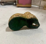 1970s Small Floral Ceramic Painted Dog Sculpture