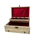 1970s Red Lined Jewelry Box With Compartments and Latch