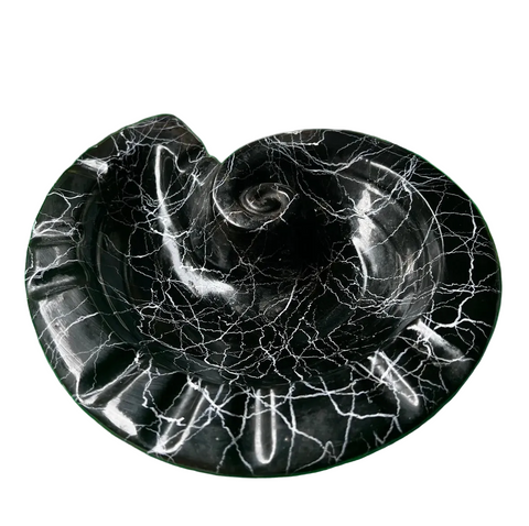 Spaghetti Ceramic Style Black Nautilus Ashtray