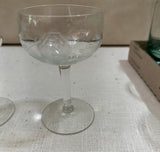 Pair of 1970s Champagne Glasses With Geometric Rose Designs