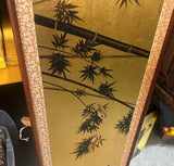 Gold Asian Style Artwork Wall Hanging in Wooden Frame