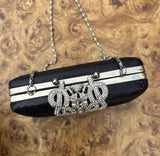 Small Fancy Black Purse With Diamond Clasp