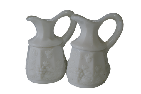 Small Milk Glass Creamers / Syrup / Vases - a Pair - FREE SHIPPING!