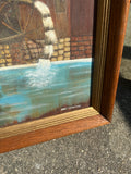Watermill and House Waterside Landscape Painting, Signed by the Artist, Framed