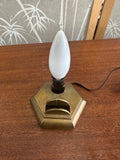 Small Vintage Brass Desk Light with Business Card Holder