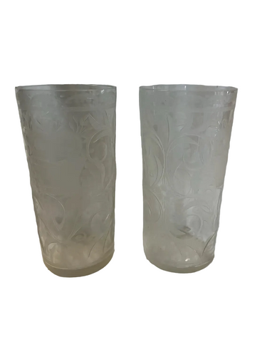 Pair of Elegant Etched Glass Cups