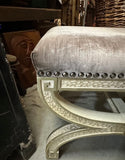 Pair of Vintage Purple Velvet and Wooden Ottomans