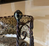 Savonarola Base Iron Scrolling Accent Chair