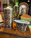 Pair of Asian Inspired Peacock Design Umbrella Stand and Vase
