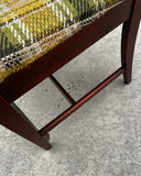 1970s Wooden Accent Chair With Green Plaid Cushion