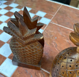 Pair of Wooden Pineapple Napkin and Toothpick Holder Set