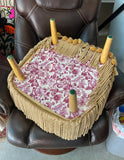 Yellow Covered Ottoman With Tassels