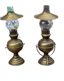 Antique Brass Hurricane Oil Lanterns- a Pair