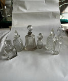 Vintage Collection of Miniature Glass Perfume Bottles With Silver Accents- Set of 6