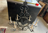 Vintage Black Metal Rustic Style Rooster Chandelier With Leaf Accents