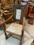 1970s Vintage Wooden English Chair With Covered Seats