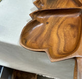 Wooden Hand Carved Leaf Large Tray