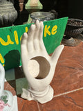 Pair of White Ceramic Hand Vases