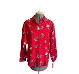 Red Button Down Cowboy Style Shirt With Shoulder Pads