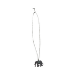 Silver Necklace With Elephant Pendant and Turquoise Stone Accent