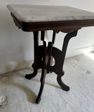 1970s Marble Top Wooden Side Table