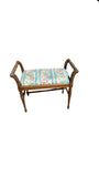 Wooden Bench With Floral Cushion