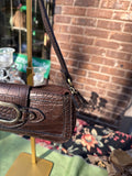 Small Brown Leather Buckle Hand Bag