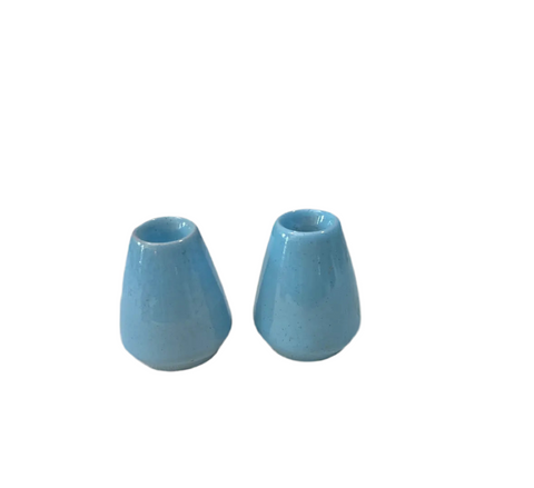Pair of Blue Ceramic Candlestick Holders