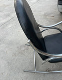Chrome and Black Leather Vintage Modern Style Rocking Chair