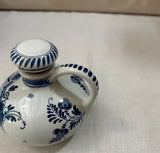 Blue and White Delft Holland Ceramic Jar With Handle and Lid