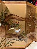 Asian Half Silk Screen With Bird Accents