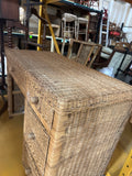 Vintage Wicker Boho Chic Desk With Drawers