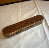 Vintage Asian Wooden Sliding Box With Equestrian Accents