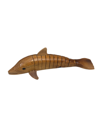 Handmade Vintage Wooden Carved Movable Dolphin Figurine