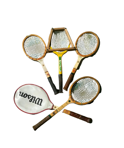 Vintage Collection of Wilson Tennis Rackets and Guard
