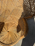 Single Wicker Peacock Chair With Black and White Details