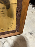 Vintage Wooden Intricate Frame With Photo of a Woman