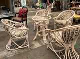 Palm Beach Collection Corset Back Looped Arms Ficks Reed Style Dining Set With Glass Top