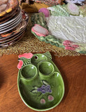 Vintage Green Ceramic Deviled Egg Chicken Plate