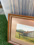 Vintage Framed Landscape Painting of a House