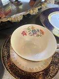 22 Kt Filigree Deep Blue Plate Set With Floral Accents- Set of 17