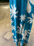 Americana Blue Floor Length Dress With White Floral Details