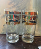 1970s Hollywood Regency 22kt Gold Briard Style Highball Cocktail Glasses - Pair