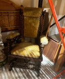 Vintage Faux Fur Barley Twist Rocking Chair