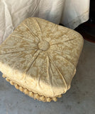 Yellow Covered Ottoman With Tassels