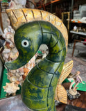 Vintage Green Tall Seahorse Sculpture