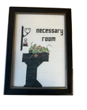 Vintage Small Needlepoint Necessary Room Floral Wall Hanging in Frame