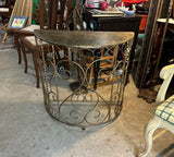 Vintage Metal Demilune Detailed Console Table