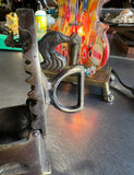 Vintage Miniature Brass Coal Iron With Rooster Accents