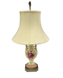Creamed Colored Ceramic Lamp With Rose Details